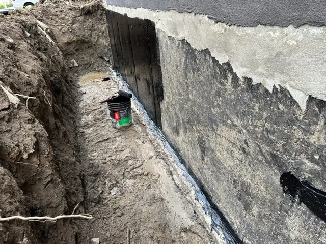 With the Exterior Foundation Waterproofing System in Saint-Léonard, Montreal, QC. Before With the Exterior Foundation Waterproofing System in Saint-Léonard, Montreal, QC. Before