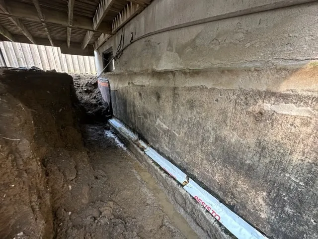 Foundation Waterproofing with Exterior Waterproofing System in Laval, QC. Before Foundation Waterproofing with Exterior Waterproofing System in Laval, QC. Before