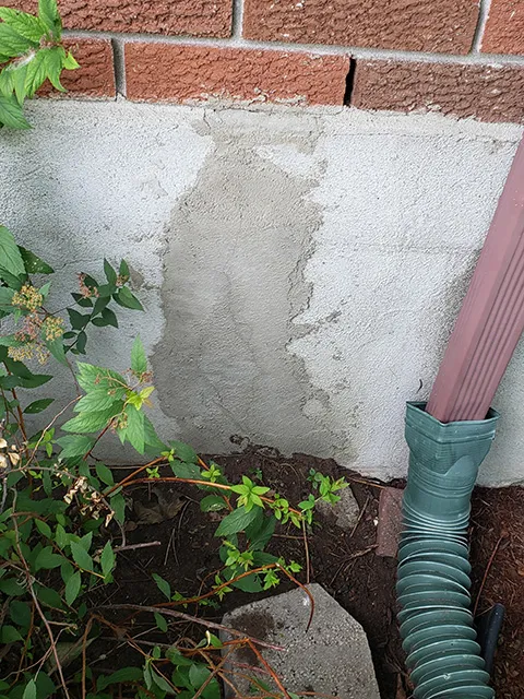 Exterior Foundation Crack Repair in Laval-Ouest, QC. Before Exterior Foundation Crack Repair in Laval-Ouest, QC. Before